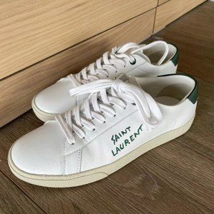 Saint Laurent Court Classic Embroidered Sneakers in Canvas and Leather